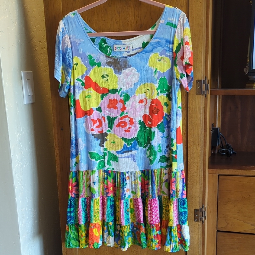 Vintage Jams World Hattie Dress in  Blue Multi (Size L)
